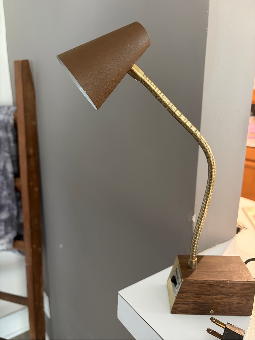 Tensor Vintage Gooseneck Desk Lamp in Brown and Brass